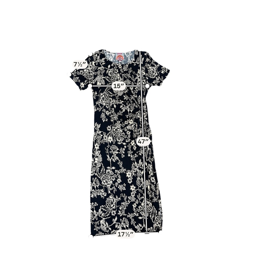 Johnny Was Womens Black Floral Side Tie Midi Dress Short‎ Sleeve Size M - Picture 6 of 7
